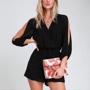 Luck and Love Black Long Sleeve Romper